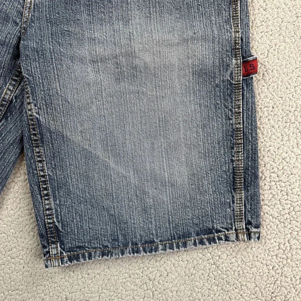 VTG Y2K US Polo Assn Baggy Carpenter Shorts Men 36 Blue Embroidered Logo Fade